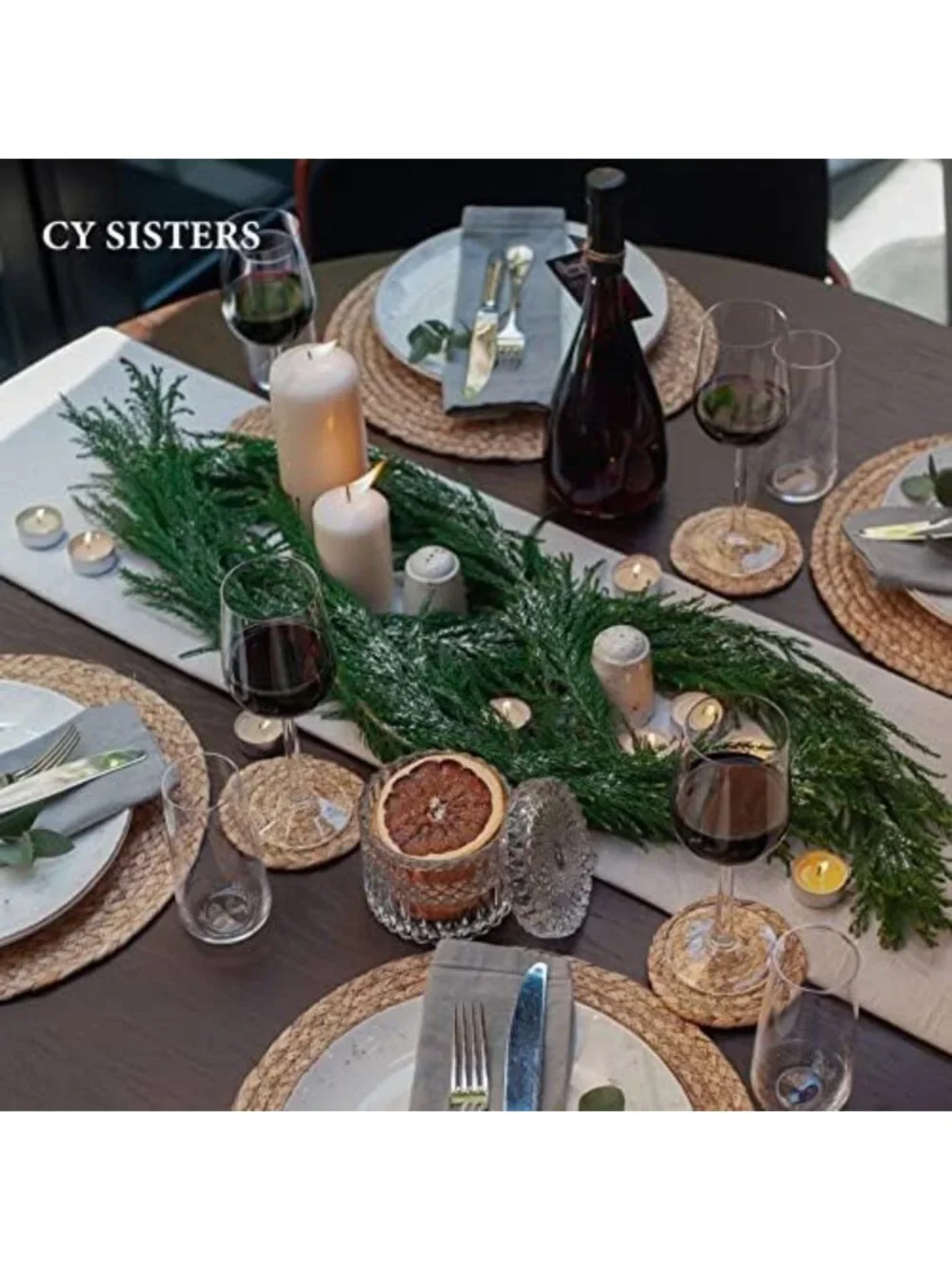 Set of 6 Round Woven Placemats, 13.5